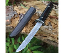 Large Ebony Katana Carved  Handmade Fixed Knife UD408789